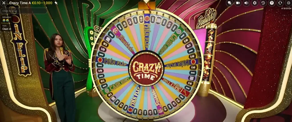 Mobile interface of Crazy Time game running on casino apps