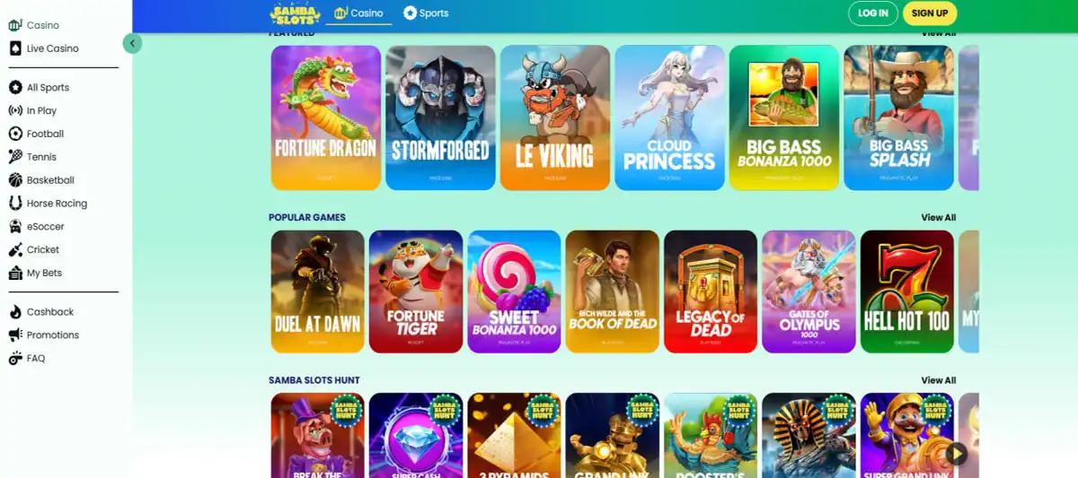 Bonuses at Samba slots for new players