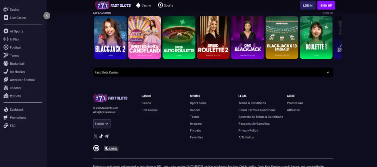 Deposits and processing methods at Fast Slots casino