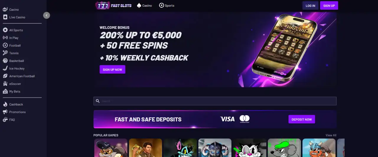 Fast Slots overview with main features and welcome bonus