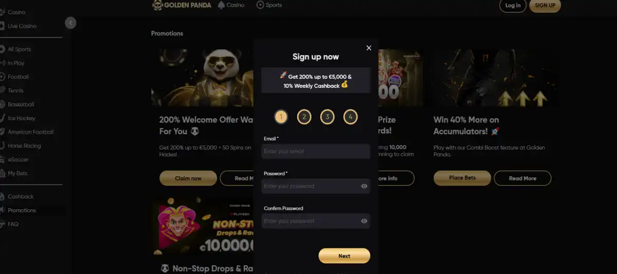 How to register an account in Golden Panda step by step