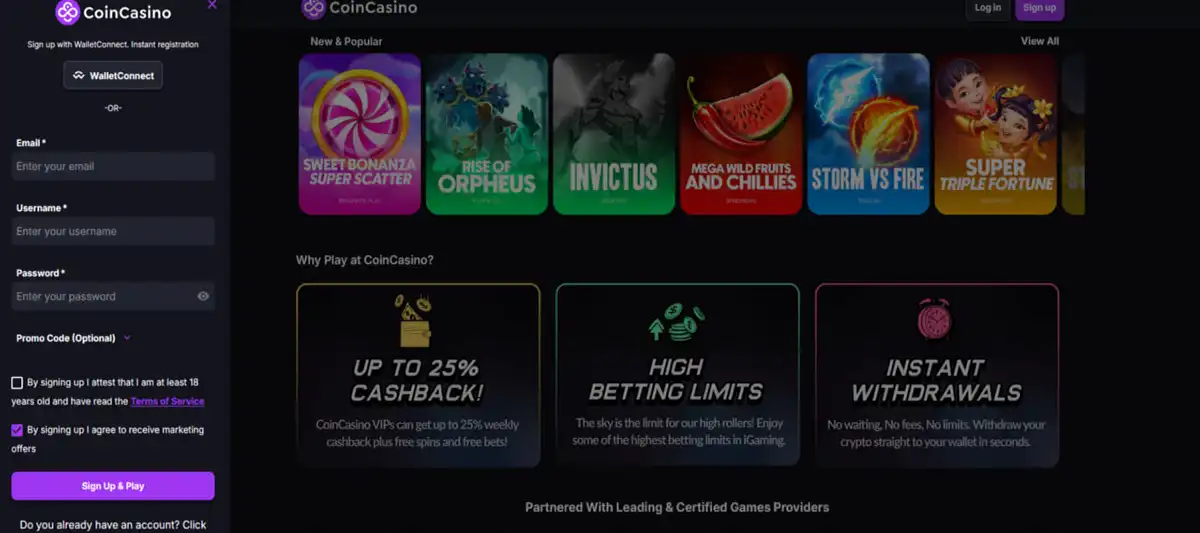 How to register at CoinCasino step by step guide